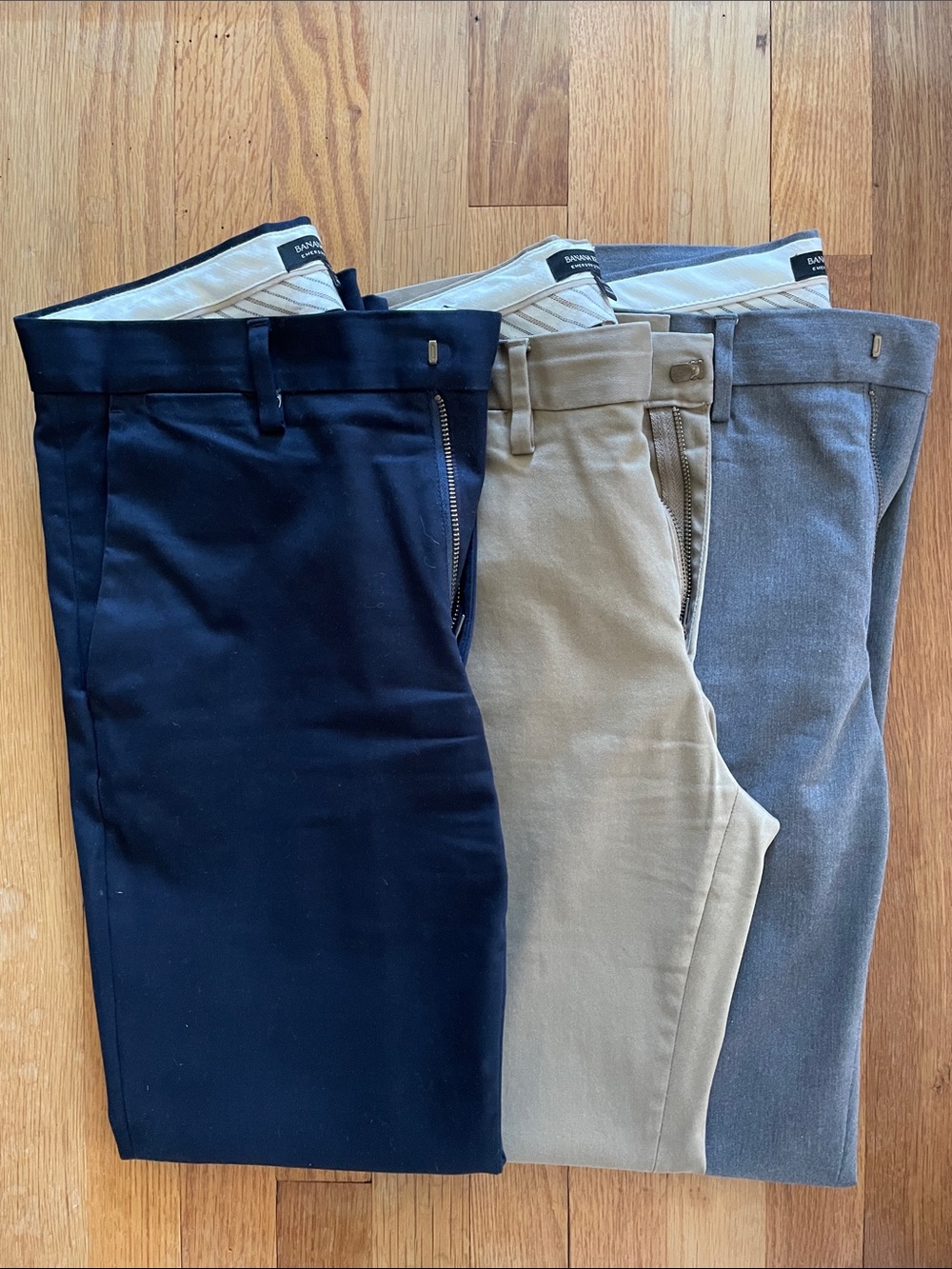 Men's Strait Fit Chinos- Navy, Khaki, Gray - (3) Bundle